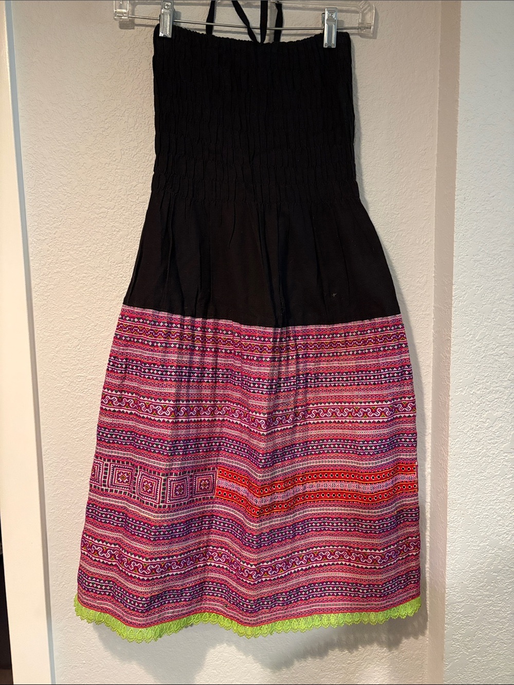 Hand Crafted one of a kind Laoation embroidered Multicolor Midi Dress